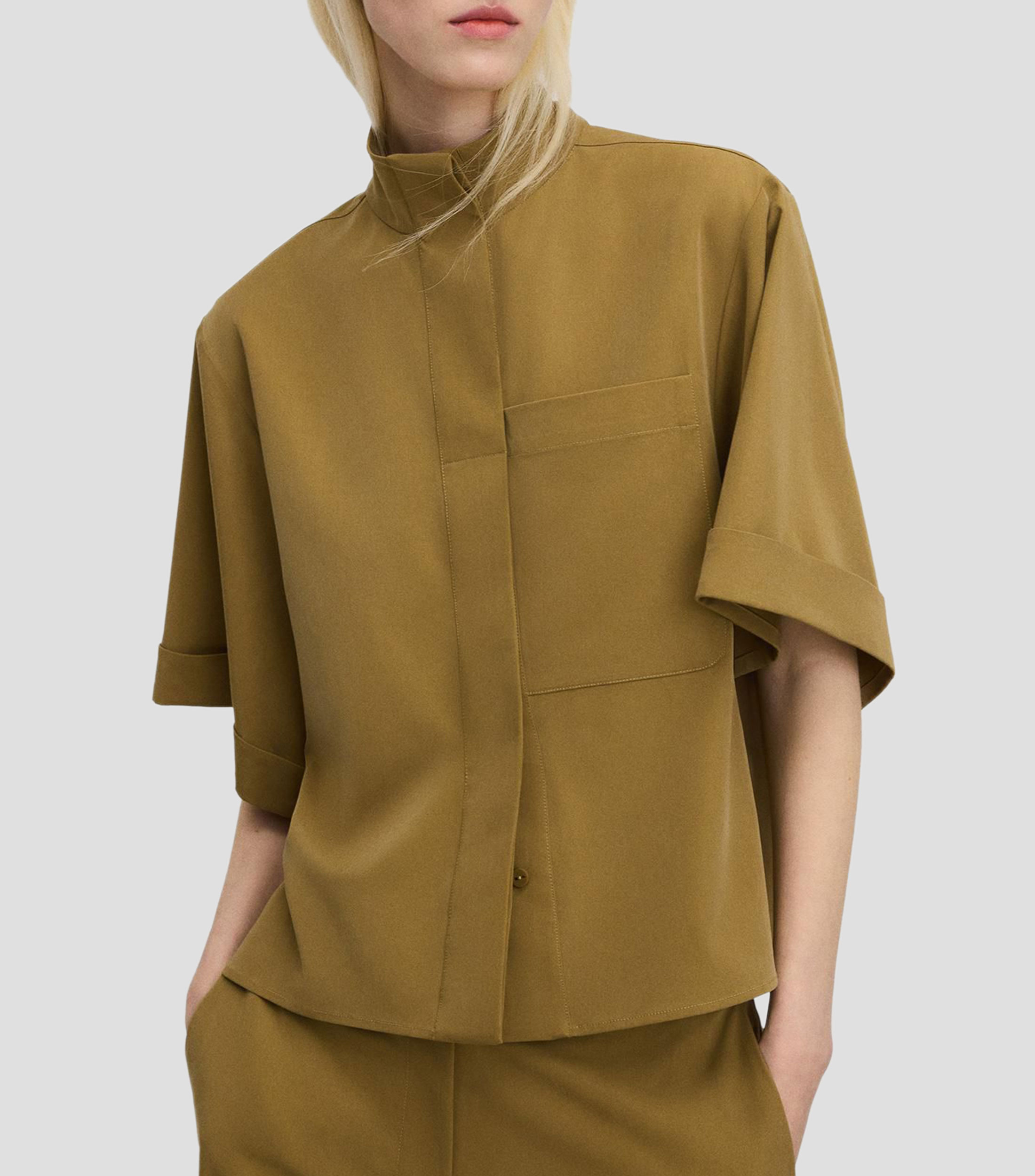 Camisa lisa manga corta Mujer